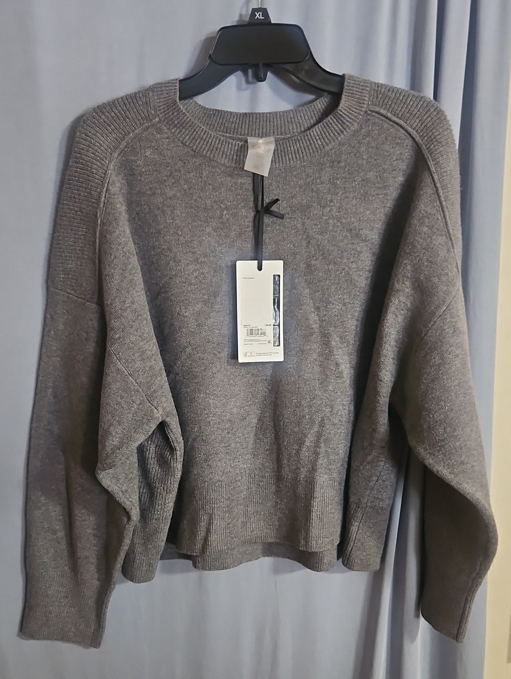 CALIA Women’s Clean Crew Sweater: DARK HEATHER GRAY: NEW WITH TAGS: SIZE XXL